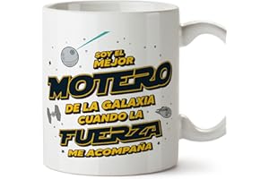 MUGFFINS Tazas para MOTERO hombre - En Español - Mejor de la Galaxia Cuando Fuerza me Acompaña - 11 oz / 330 ml - Regalo original y divertido