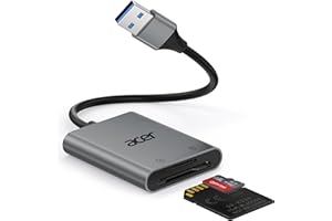 acer Lector de Tarjetas USB 3.0, Lector de Tarjetas SD/Micro SD USB-A, SD Card Reader de Aluminio, Adaptador de Lector Tarjetas de Memoria para PC, Portátil, Cámara, SDXC, Micro SDHC, TF, RS-MMC
