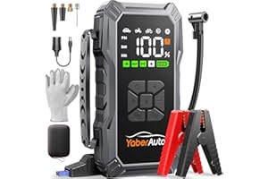‎YABERAUTO YaberAuto Starthilfe Powerbank mit Kompressor, 150PSI 6000A Auto Starthilfe, 23800mAh Starthilfe Powerbank, Jump Starter (All Benzin und 10.0L Dieselmotor) mit LCD Bildschirm und 500 Lumen Notlicht