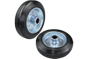 AERZETIX - C58898 - Juego de 2 ruedas de carrito carro Ø150mm con rodamiento de agujas - capacidad de carga 110 kg - color de la rueda: negro en caucho - llanta de acero