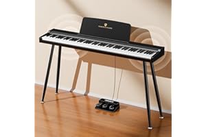 TERENCE Piano digital de 88 teclas, teclado de tamaño completo, piano digital semicontrapesado, 128 sonidos para principiantes y profesionales, conexión MIDI, conexión para auriculares y tres pedales