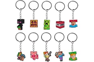 Awonlate Gaming Keyring Llavero, 10PCS Llaveros para Niños, Llavero Dibujos Animados, Mini Llavero, Regalos y Accesorios para Fiestas Infantiles