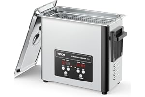VEVOR Pulitore a Ultrasuoni da 6 L, Macchina Professionale per la Pulizia a Ultrasuoni, con Cestello di Pulizia e Schermo Digitale, in Acciaio Inox da 120 W e 40 kHz per Orologi, Rasoi, Gioielli