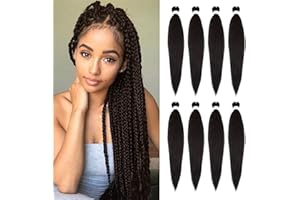 ORIGINEA 8 Packs/Lot Pre Stretched Braiding Hair 26 inch EZ Braid Yaki Texture Braiding Hair for Crochet Hair Braids Long Free Synthetic Fiber Hair Extensions (#2)