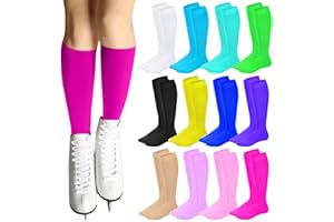 Toulite 12 Paar Eiskunstlaufsocken für Damen Herren Kinder Eislaufsocken Einfarbig Rollschuh Socken