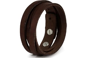 Simaru Äkta italienskt läderarmband för män - justerbart dubbeltornsarmband med mässingsstängning - högkvalitativt läder med vegetabilisk garvning - perfekt presentidé