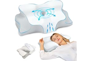 SAHEYER Poduszka pod kark, poduszka z pianki z pamięcią kształtu, ergonomiczna poduszka podpierająca kark, poduszka do spania na boku z lodowego jedwabiu, poduszka ortopedyczna na boki, plecy i brzuch