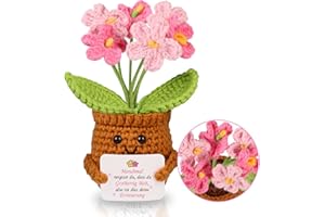 WenmthG Gestrickte Rosa Vergissmeinnicht Deutsch Glücksbringer Anti Stress Kleines Geschenk für Schwester Freundin Frauen Kollegen Freunde, Beste Freundin Geschenke Positive Kartoffel Deutsch Ersatz