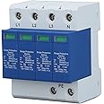 Surges Arrester Device, 4P AC Photovoltaic Lighting Protector Low Voltage Arrester Whole House Surges Protector for Home Commercial Lighting, Rail Mount
