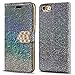 Price comparison product image Huawei P8 Lite Case, LCHULLE Pearl Spots Bling Glitter Diamond Magnetic PU Leather Flip Case With Stand Wallet Card Slots Ultra Slim TPU Back Bumper Book Cover-Black