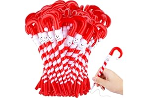 LATERN 60 Pièces Stylo Canne à Sucre de Noël, 17CM Stylos à Bille Bonhomme de Neige de Noël Stylo Canne Parapluie avec L'encre Noire pour Noël Vacances Nouvelles Années Maison Décor Cadeau de Fête