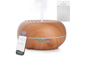 Simpeak Aroma Diffuser 550ml, Ultraschall Raum Diffuser Holz für ätherische Öle, Aromatherapie Düfte Luftbefeuchter mit Fernbedienung, Hellbraun