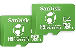 SanDisk micro SD card licensed for Nintendo Switch consoles, 64GB Yoshi edition (up to 100 MB/s, Nintendo gaming storage, Made for Nintendo-Switch 1, OLED, and Lite, 4k UHD, V30, U3) Twin Pack
