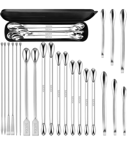 Luvilly 10PCS Stainless Steel Lab Spoon Spatula - 2 In 1 Mixing And