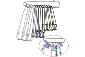 Wohlstand 12 Pièces Épingles de Sûreté,Épingles à Nourrice 60mm70mm75mm,Large Safety Pins, Broche,3 Taille,Argent, Bronze et Noir,pour la maison, décoration de vêtements,artisanat et arts