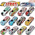 Amitasha 12 Unbreakable Racing Die-Cast Cars for Kids Pull Back Vehicles Metal Alloy Pull Back Car Toys for Boys Age 3 Years Birthday Gift (12 Metal Cars