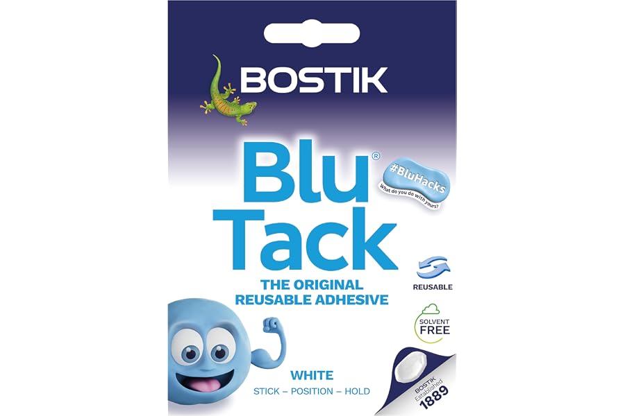 Bostik Blu Tack White - Handy Size - Multipurpose Reusable Adhesive - Clean, Safe & Easy to Use - Non-Toxic