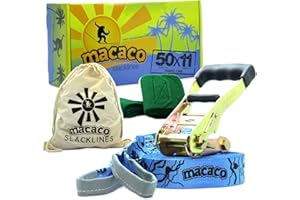 MACACO Lightweight Travel Slackline Only 1.5kg | 11m Slack Line for fun stuff with Outside Toys | Forest School Equipment | Circus Skills Equipment for Kids | Gymnastics Stuff for Outdoor Kids Play Equipment