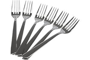 Arcos Tenedores para Tartas de Acero Inoxidable 18/10, Juego de 6 Piezas, Monoblock de 140 mm, Ideal para Postres y Reuniones, Serie Toscana