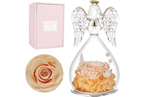 Miofula Christmas Preserved Real Rose Gifts for Women,Forever Roses in Glass Angel Birthday Gifts for Women,Eternal Rose Flowers Gift for Her Mum Girlfriend Wife Christmas Anniversary Valentine's Day