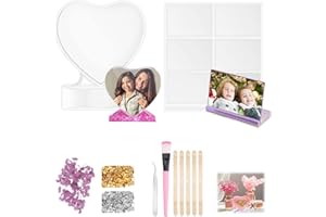 LIANGDIAN Stampi in Resina per Cornici per Foto da 2 Pezzi Stampi per Cornici in Silicone Stampi per Cornici a Forma di Rettangolo e Cuore fai-da-te Stampi per Gioielli in Cristallo per Casa Scuola Ufficio