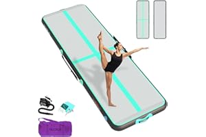 HIJOFUN Inflatable Gymnastics Mat, Tumble Track 3m/4m/5m/6m for Training with Practical Pump, 10/20cm Thickness Gymnastics Air Mat for Home Use/Tumbling/Yoga/Taekwondo/Dance