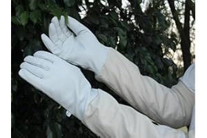 COLOURLINX Beekeeping Gloves Goatskin Leather Protective Gloves For Beekeeper with Vented Sleeves Elastic Cuff Sting Protection Gardening Gloves (M)