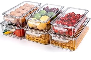 Glovios Organizador Nevera 6 Piezas, Organizadores para la despensa,Organizador Frigorifico,Cajas de Almacenaje de Refrigerador para la Cocina, despensa, armarios, encimeras y refrigerador,sin BPA (A)