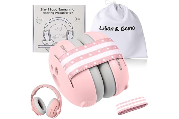 Lilian&Gema 2 en 1 Casque Anti Bruit Bébé, Casque Bébé Anti Bruit, Confortable et Réglable, Protection Auditive pour les Enfants de Moins de 48 Mois, Convient pour le Sommeil et les Activités