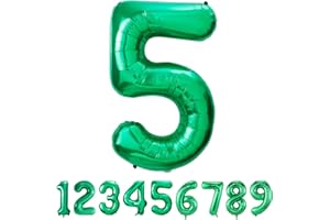 MACLUNAR Palloncino Compleanno Numero 5 Verde，101 CM Palloncino Numero 5 Foil Gigante，Decorazioni Feste di Compleanno Palloncino，Vola con l'Elio