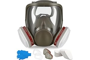GROWNEER Reusable Full Face Cover Full Face Respirator with Filters for Building Spray Painting Sanding Chemical Work Fine Gas Dust