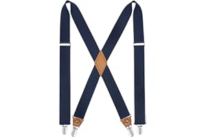 HISDERN Men's Braces with Very Strong 4 Clips Heavy Duty Suspenders X Style Adjustable Suspender