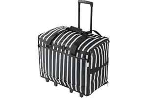 SEWING ONLINE Extra Large Sewing Machine Trolley Bag on Wheels in a Durable Black Fabric with White Stripes, 63 x 43 x 30cm | Birch 006107/STRIPE-BLK