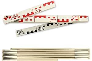 Hedue® Stadia pieghevole in legno 2 m - Metro pieghevole in legno con graduazione E sul fronte e scala in mm sul retro