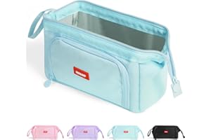 ANOMM Duże piórniki dla dziewcząt, chłopców, duża pojemność, piórnik z uchwytem, przenośny organizer na biurko do szkoły, biura, trwały piórnik dla dzieci, nastolatków, dorosłych, Niebieski, Klasyczny