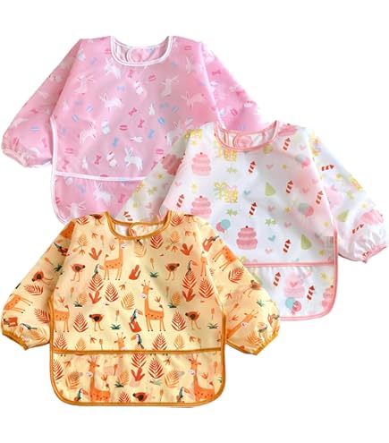 Little Dimsum Slabbetje Baby Slabbetje Mouwloos Beschilderbaar Schortje met Ingebouwde Zak voor Baby's/peuters