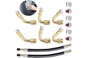 VULEVIRTUE NA Ventilverlängerung,6 Stück Reifen Ventil Verlängerung,Reifenventilverlängerung 45,90,135 Grad Winkelventil,mit 2 Stück 180mm Gummi Reifen Ventilverlängerung,für Auto Motorrad Scooter Fahrrad