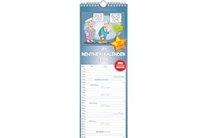 ‎ALPHA EDITION Alpha Edition - Rentnerkalender alle Termine für Oma & Opa 2026 – Streifenkalender 15×42 cm mit 3 Spalten, 100-jährigem Kalender & Pollenflugkalender, praktischer Wandkalender für Termine & Notizen