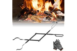 BORDEAG Pince à charbon, pince à feu, pince à bois de cheminée, crochet de feu, pince à charbon, accessoire de cheminée, 66 cm, pince à charbon de cheminée, longue pince à bois de feu pour feu de camp et