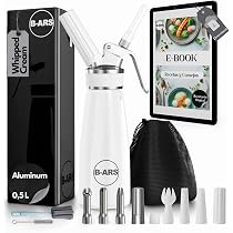 Siphon à Chantilly Inox 500 Ml B-ARS - Avec Buses Et Accessoires - Mousses Sucrées/salées - Facile à Utiliser