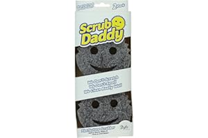 Scrub Daddy Uśmiechnięta gąbka do szorowania w stylu odporna na zarysowania, zmywalna, wielokrotnego użytku, antybakteryjna gąbka Flextexture, gąbka do mycia naczyń do domu, kuchni i łazienki, szara,