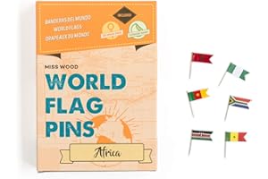 Miss Wood Africa Banderas del Mundo con Botones, Adhesivo, Naranja, 15.6 x 11 x 2 cm