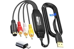 avedio links VHS to Digital Converter, USB 2.0 Video Capture Card with RCA & S-Video Input, 1080P HD Audio Video Converter for Windows/Mac – Convert VHS, VCR, DVD to Digital