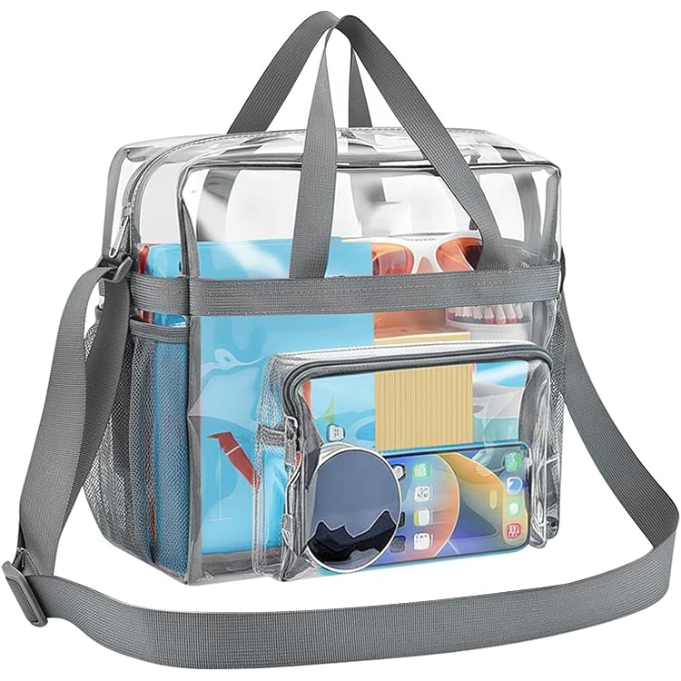 Sac Transparent PVC Approuvé Stade - 30x30x15 Cm, 15L - Bandoulière Réglable, Imperméable - Pour Concert, événement Sportif