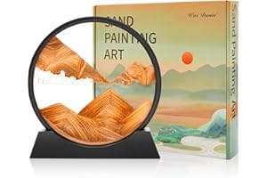 Wai Danie Sandbilder zum Drehen 3D Sandscape - die Sandkunst in Tiefsee Fließende Sandmalerei Sandbild Geschenke Sanduhr Deko Aesthetic für Büro Wohnzimmer Schreibtisch Erwachsene Kinder (Gold, 12”)