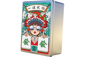 harayaa Mahjong Playing Cards Board Game Games Accessories Traditional Games with 2 Dice Mahjong Game 144 Cards/Set for Outdoor Festival Gathering, Style A