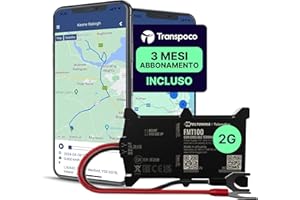 Transpoco GPS Tracker per Auto, Tracker in Tempo Reale, con SIM e Piano 3 Mesi Incluso - Localizzatore per Auto, Moto, Flotte e Altro, Geofencing e Avvisi Antifurto, Supporto UE (FMT100)