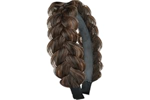 LQTSLFM Haarreifen Geflochten,Hairband Braided Hairpiece,Geflochtenes Haarband,Damen Haarreif,Headband High Elasticity Braids Braided Hair Band Hairpiece for Girls Women (Braun, Normal)