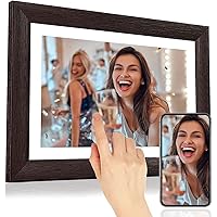 BYYBUO 10,1 Zoll WLAN Digitaler Bilderrahmen, 1280 * 800 IPS Touchscreen Digitaler Bilderrahmen, 16G-Walnuss, Teilen Sie Foto