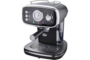 Quest 36569 Espresso Coffee Machine With Milk Frother / 1.2L Water Tank and Drip Tray/Steam Ready and Temperature Indicator/For Ground Coffee Beans / 15 Bars of Pressure